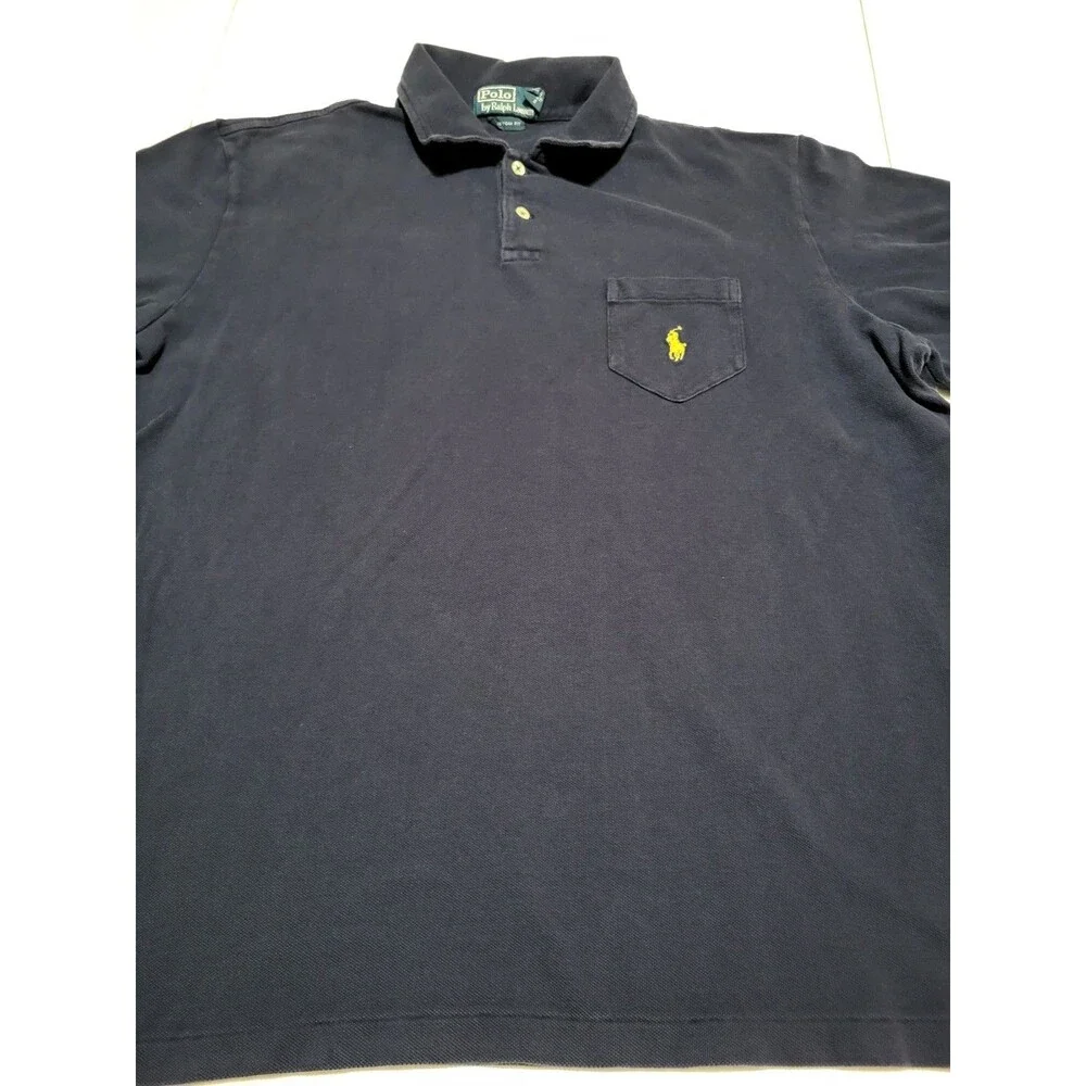 (#L1) polo ralph lauren polo shirt with front pocket navy blue SIZE MEN'S XL